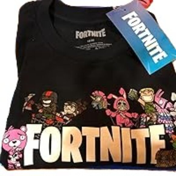 Fortnite Boys T-Shirt Size Large | Black White Graphic Tee | Gamer Shirt Cotton - Picture 1 of 3
